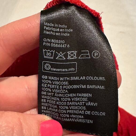 H&M Red Peasant Style Career Top Blouse Women's M Medium - Picture 9 of 9